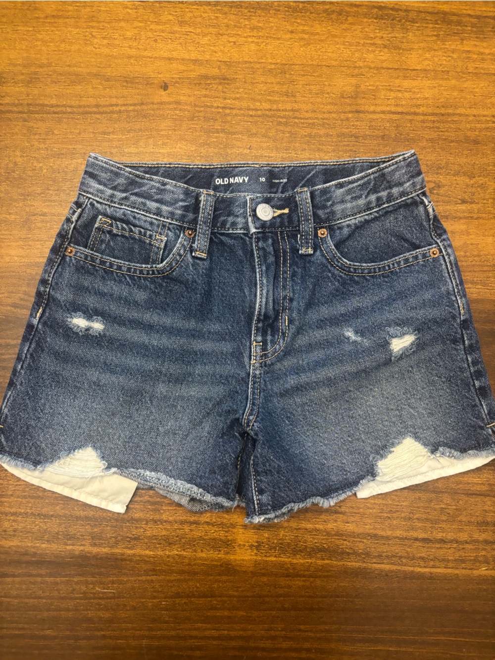 Old Navy girls size10 Dark Blue High-Rise Denim Shorts distressed